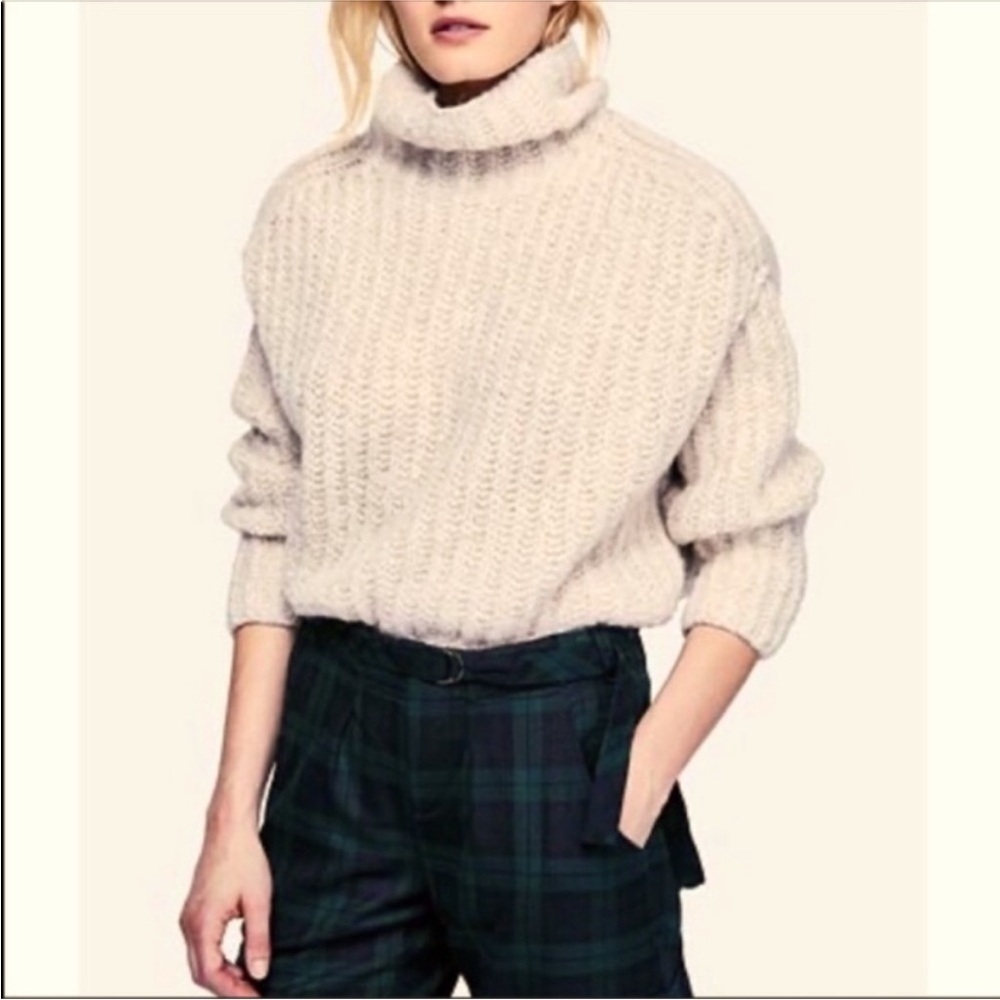 Free People Cozy Beige Turtleneck Sweater